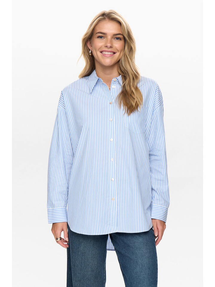 Blauwe gestreepte bloes Nuhaily Numph