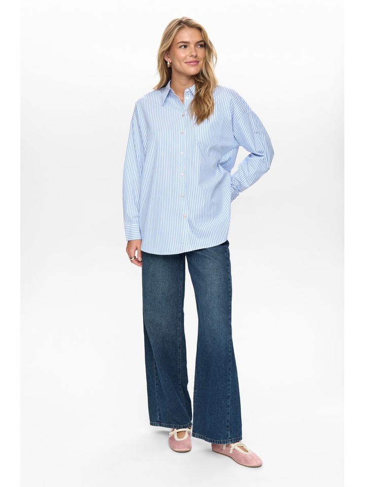 Blauwe gestreepte bloes Nuhaily Numph