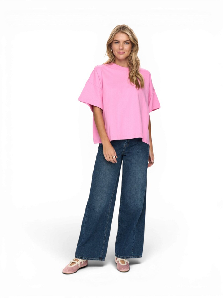 Roze oversized katoenen t-shirt Numph