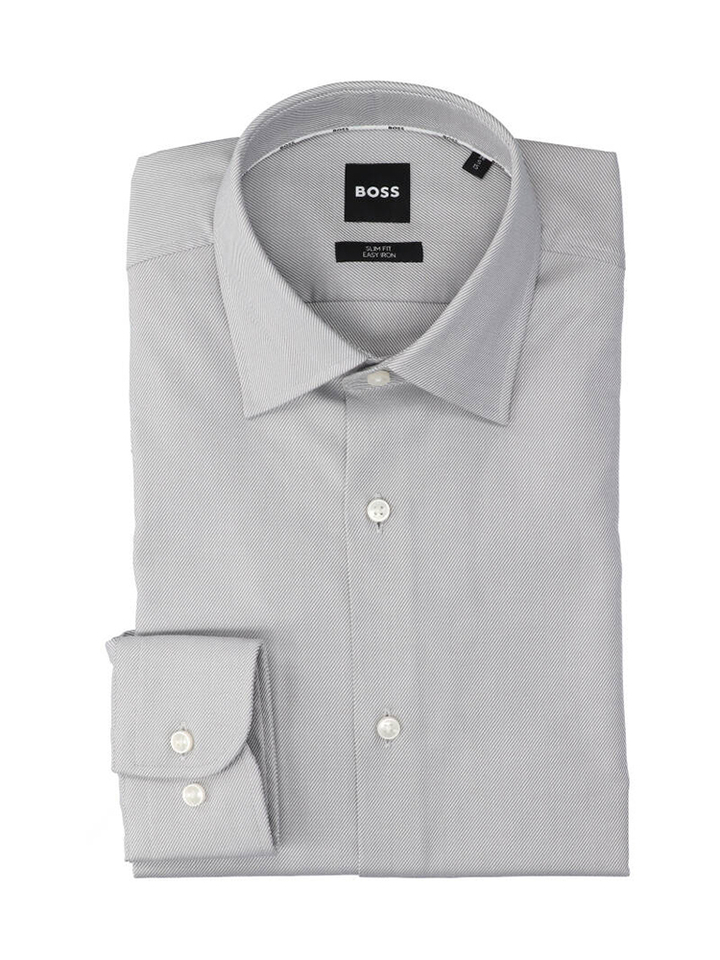 Grijs katoenen hemd (slim fit) met lange mouwen