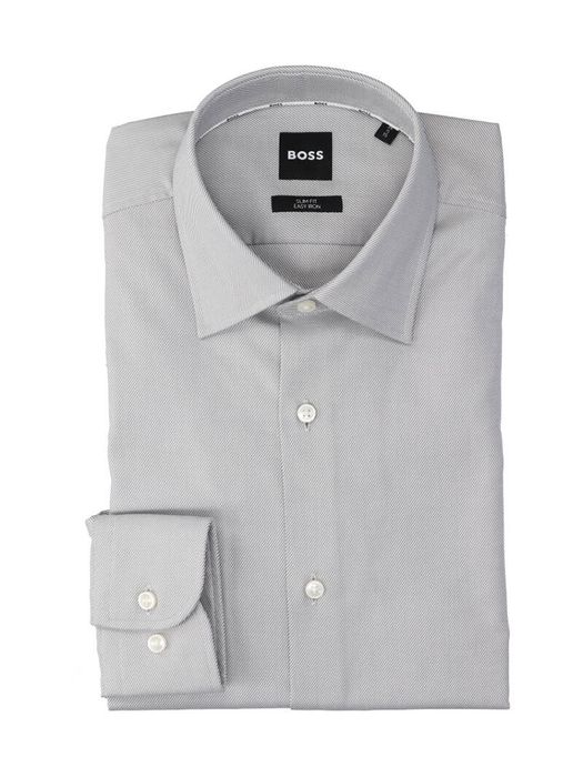 Grijs katoenen hemd (slim fit) met lange mouwen