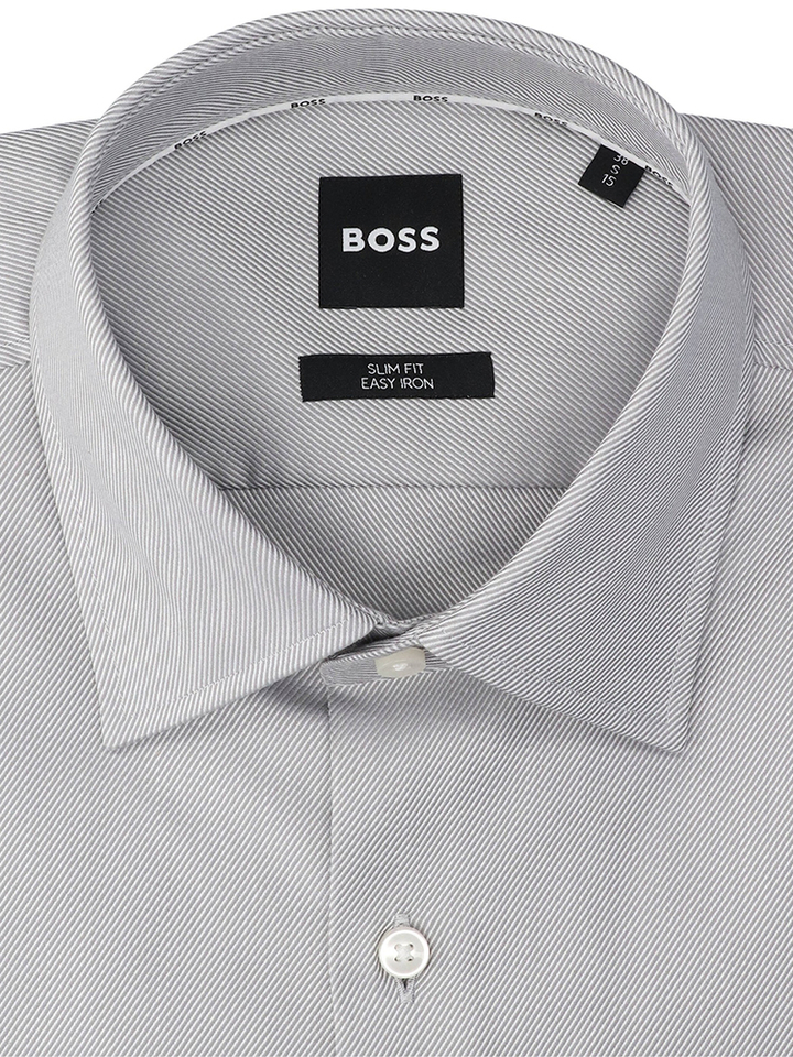 Grijs katoenen hemd (slim fit) met lange mouwen