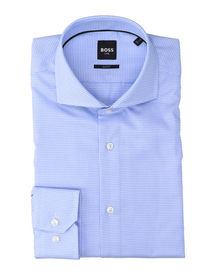 Wit katoenen hemd (slim fit) met details en lange mouwen Hugo Boss