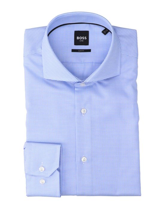 Wit katoenen hemd (slim fit) met details en lange mouwen Hugo Boss