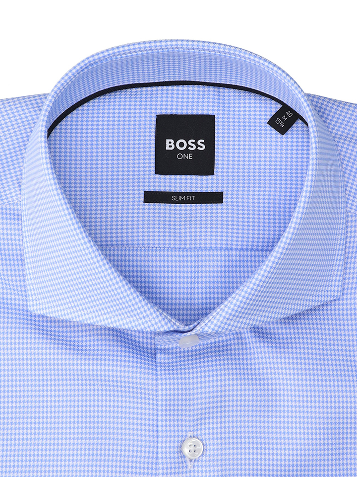 Wit katoenen hemd (slim fit) met details en lange mouwen Hugo Boss