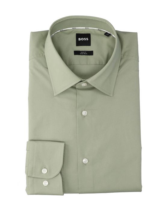 Lichtgroen katoenen hemd ( slim fit) met lange mouwen Hugo Boss