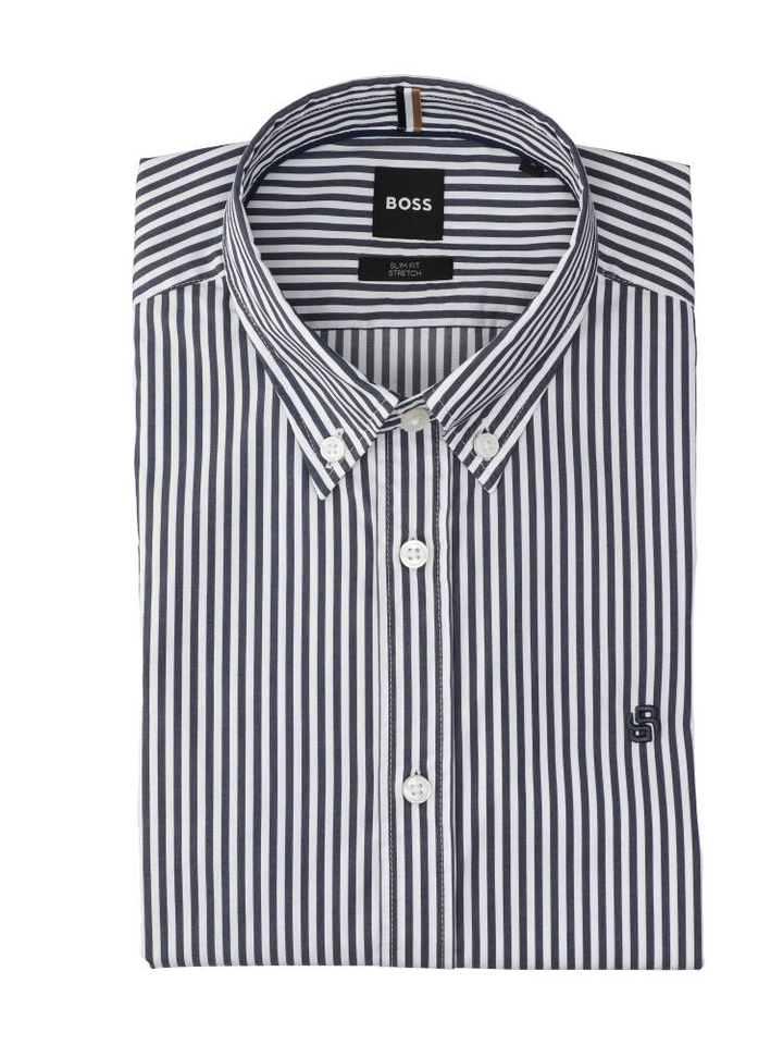 Wit katoenen hemd ( slim fit) met strepen en lange mouwen Hugo Boss
