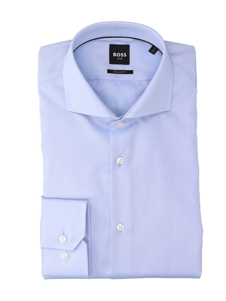 Lichtblauw katoenen hemd (regular fit) met lange mouwen Hugo Boss
