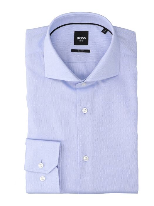 Lichtblauw katoenen hemd (slim fit) met lange mouwen Hugo Boss