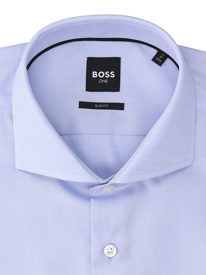 Lichtblauw katoenen hemd (slim fit) met lange mouwen Hugo Boss