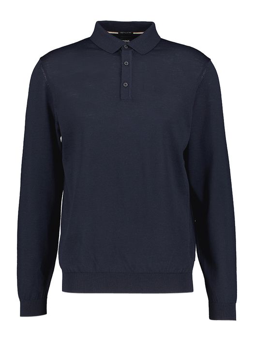 Donkerblauwe trui in polo model Lancione Boss Black