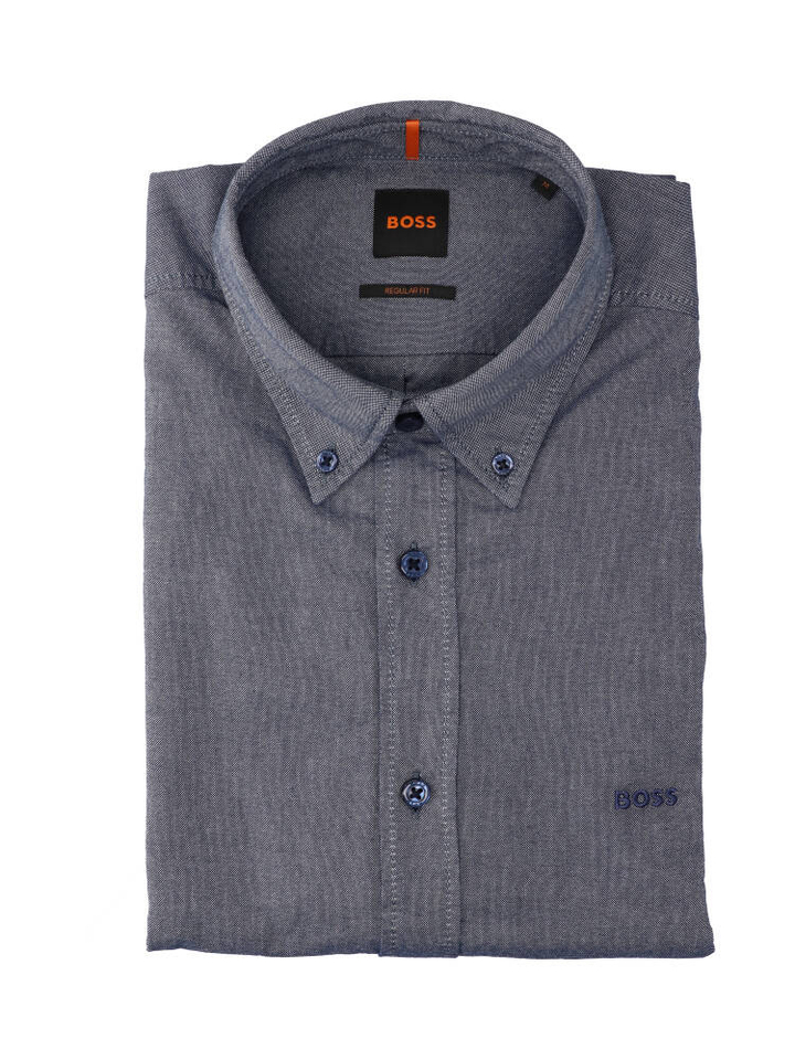 Jeansblauw katoenen hemd (regular fit) met lange mouwen Hugo Boss