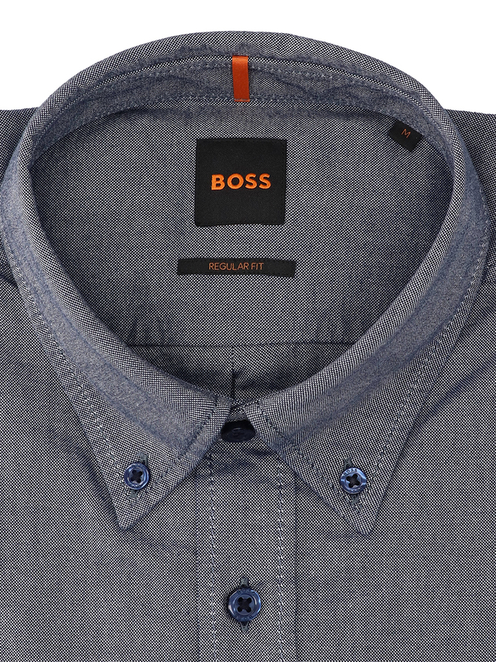 Jeansblauw katoenen hemd (regular fit) met lange mouwen Hugo Boss