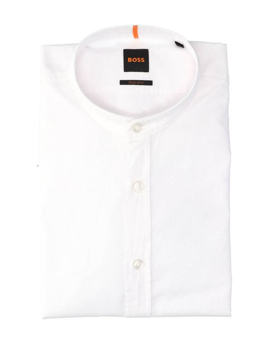 Wit linnen hemd (regular fit) met lange mouwen Hugo Boss