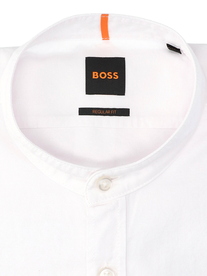Wit linnen hemd (regular fit) met lange mouwen Hugo Boss