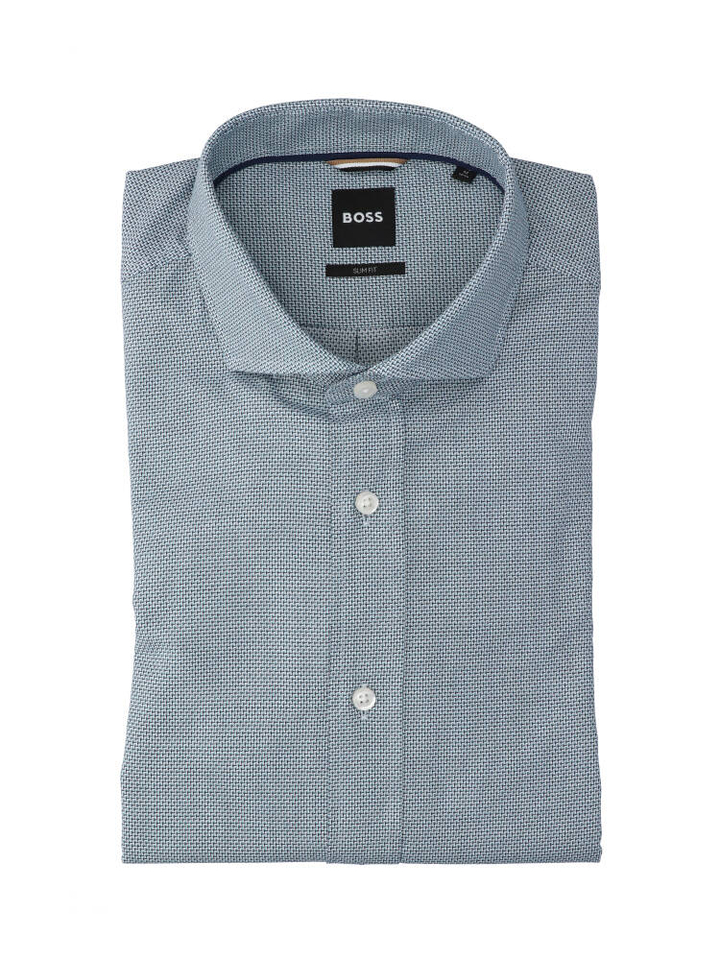 Blauw katoenen hemd ( slim fit) met details en lange mouwen Hugo Boss 