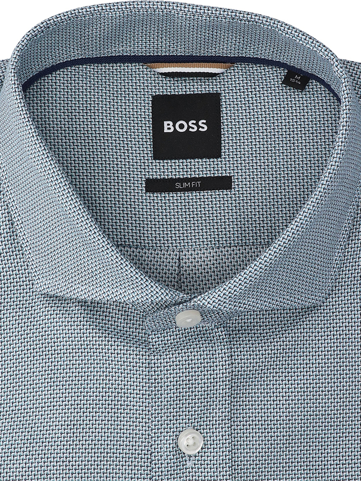 Blauw katoenen hemd ( slim fit) met details en lange mouwen Hugo Boss 