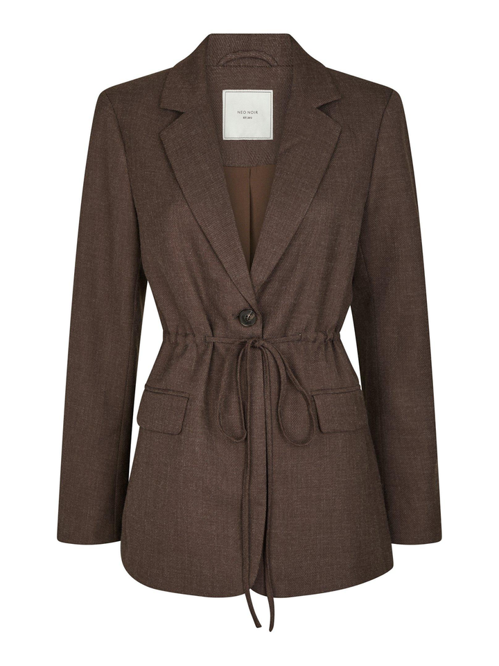 Donkerbruine blazer met lint in de taille Jemmie Neo Noir