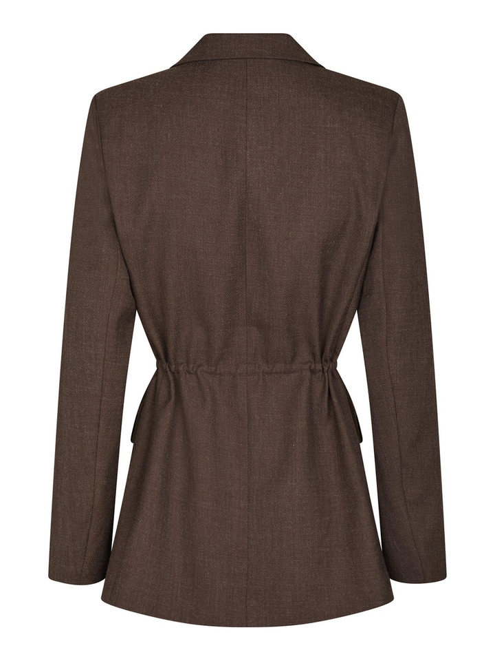 Donkerbruine blazer met lint in de taille Jemmie Neo Noir