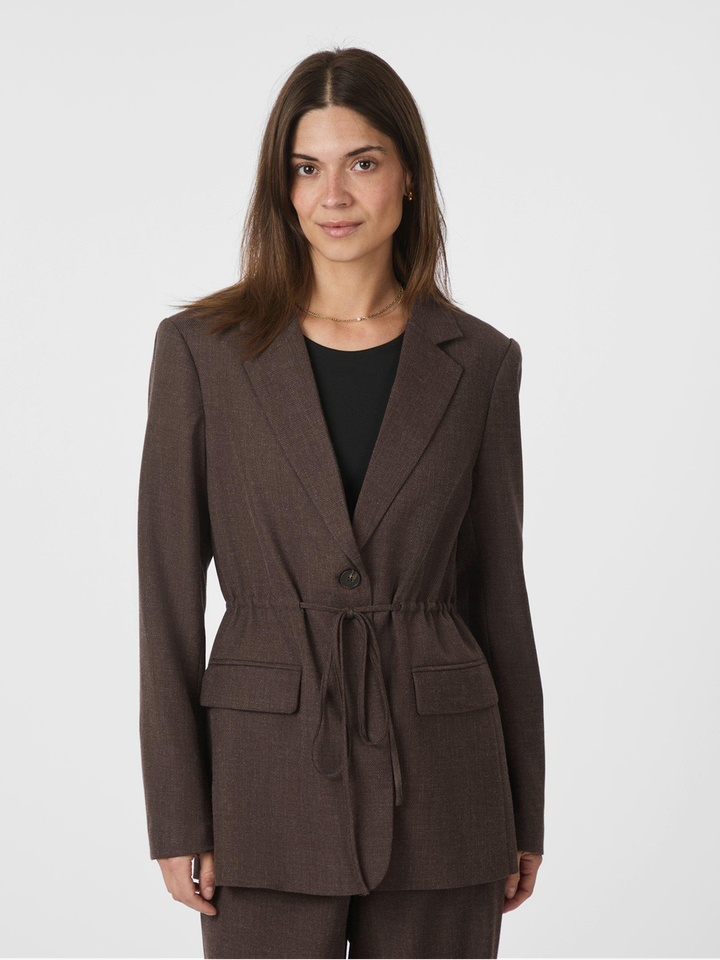 Donkerbruine blazer met lint in de taille Jemmie Neo Noir