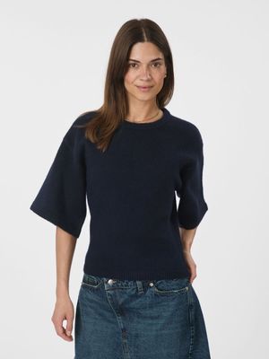 Donkerblauwe trui met ronde hals Asha Neo Noir