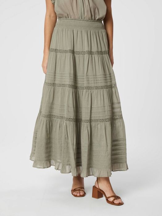 Kaki rok met broderie en elastiek Felicia Neo Noir