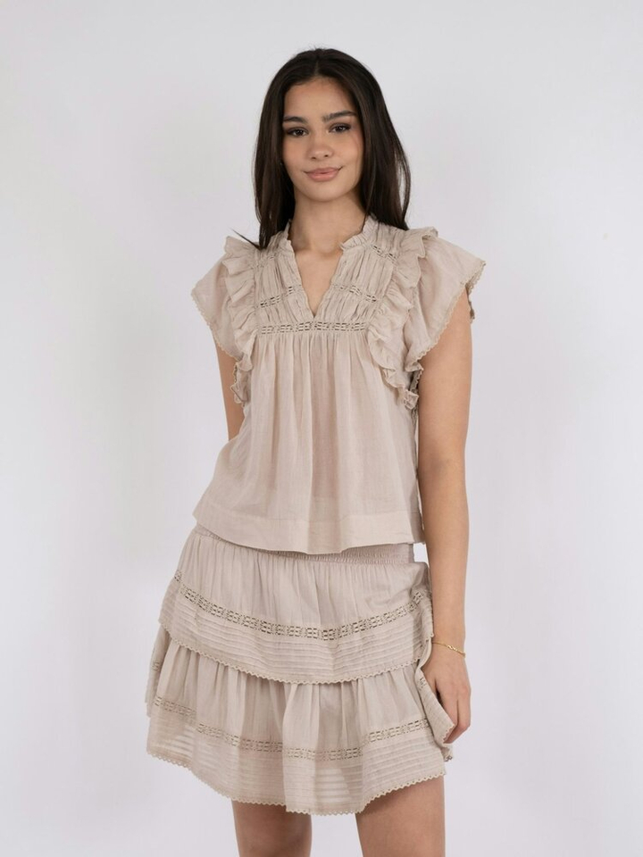 Ecru top met broderie Jayla Neo Noir 