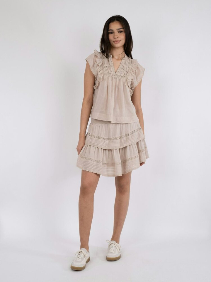 Ecru top met broderie Jayla Neo Noir 