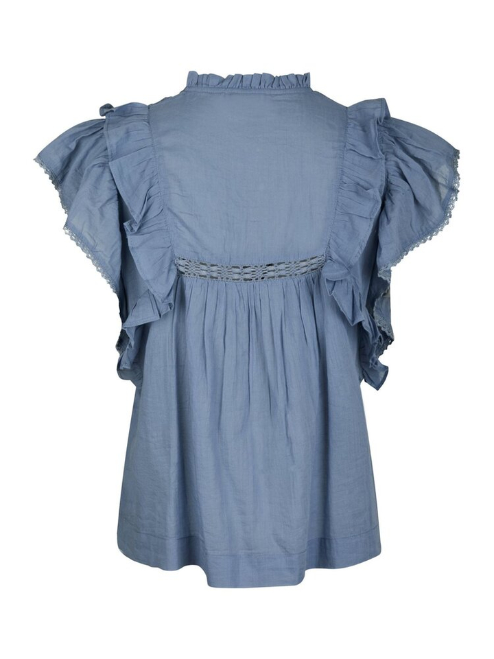 Blauwe top met broderie Jayla Neo Noir 