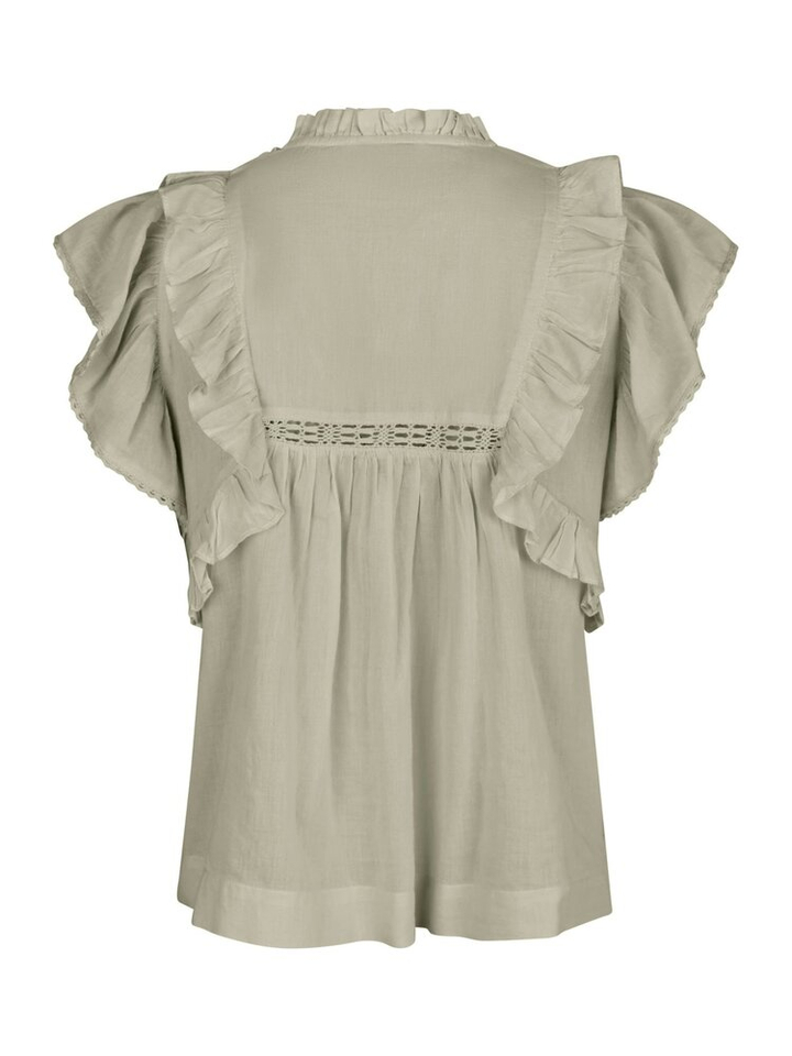 Kaki top met broderie Jayla Neo Noir 