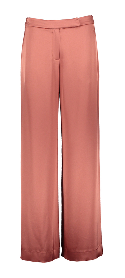 Roestkleurige glanzende losvallende broek Torcia Furore