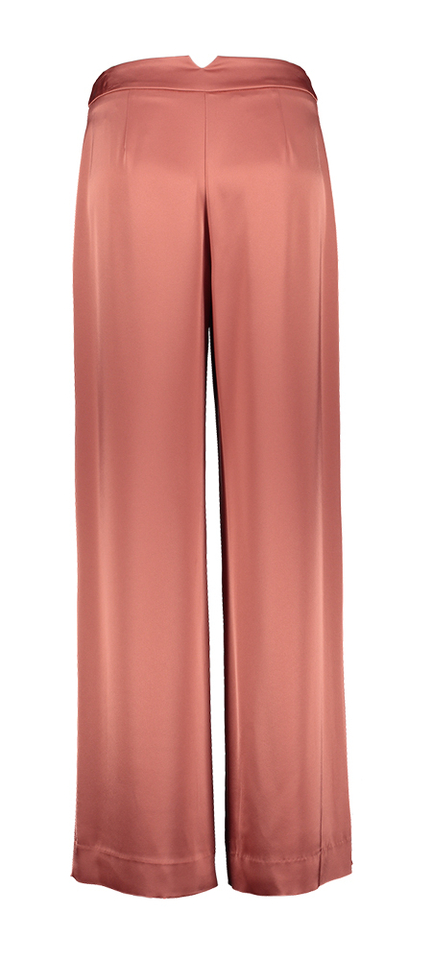 Roestkleurige glanzende losvallende broek Torcia Furore