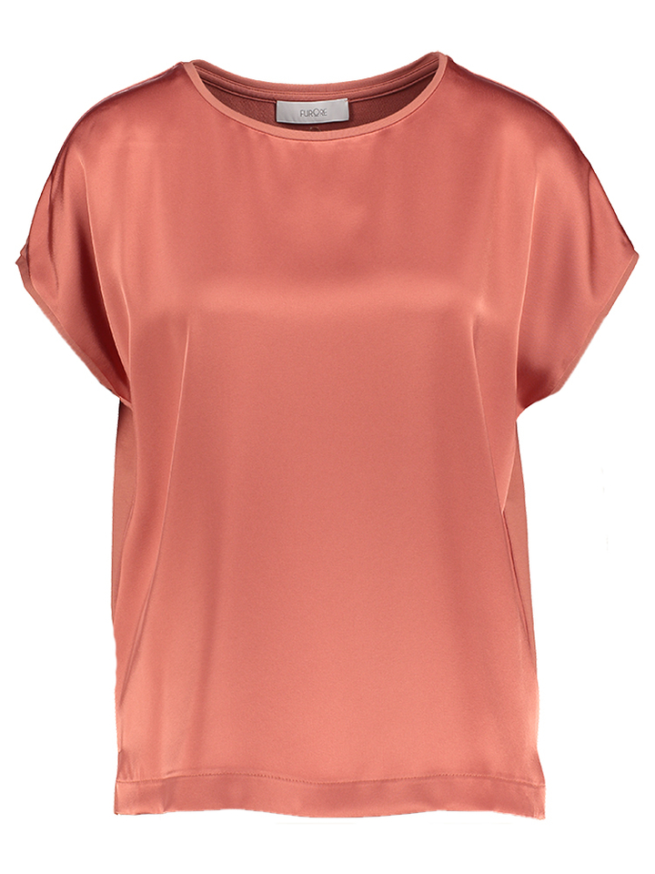 Roestkleurige T-shirt met zijden voorzijde Tomo Furore