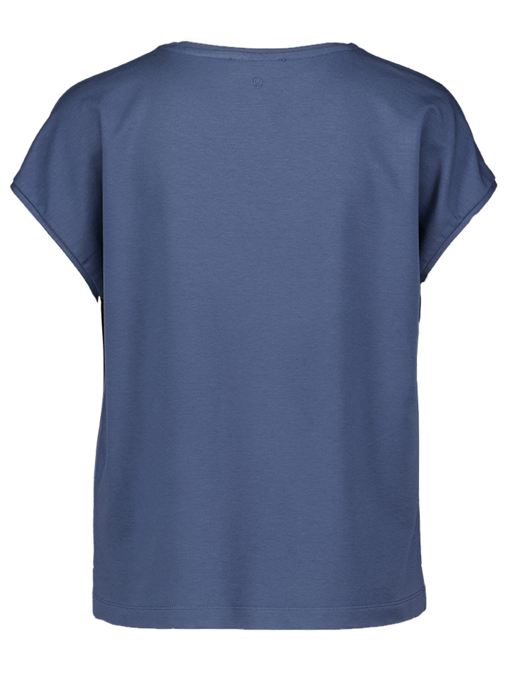 Jeansblauwe T-shirt met zijden voorzijde Tomo Furore