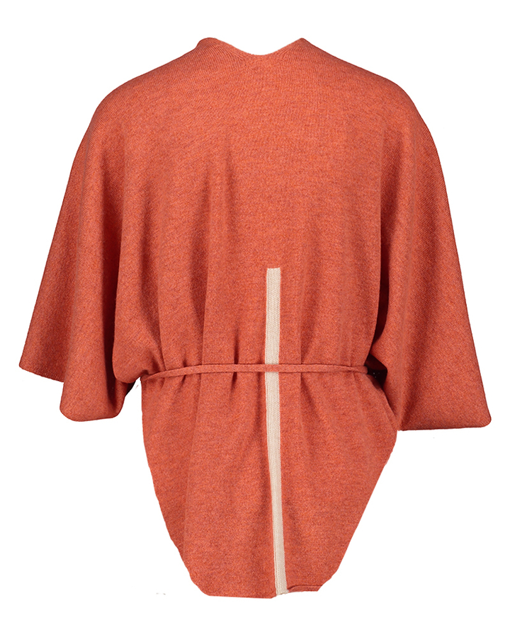 Koraal kleurige poncho in wol en cashmere Wonder Furore 