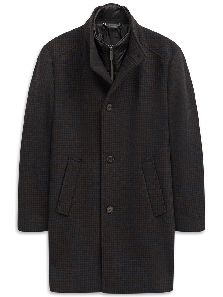 Blauw/bruine mantel met ruit motief Bugatti 