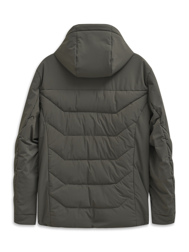 Groene padded water en winddichte jas met rits en kap Bugatti