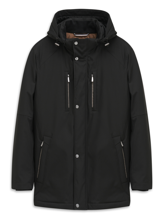 Zwarte waterwerende parka met kap Bugatti