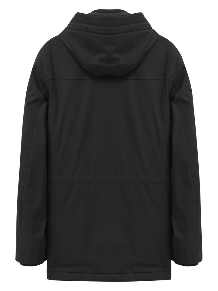 Zwarte waterwerende parka met kap Bugatti