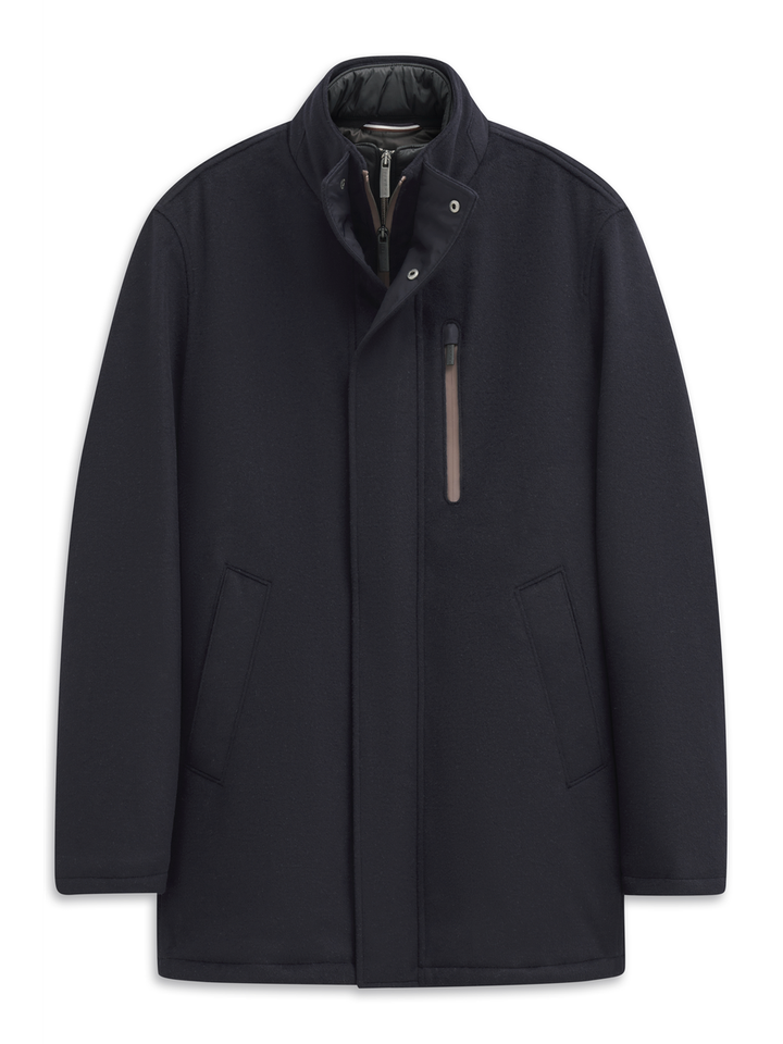 Donkerblauwe water en winddichte wollen jas Bugatti