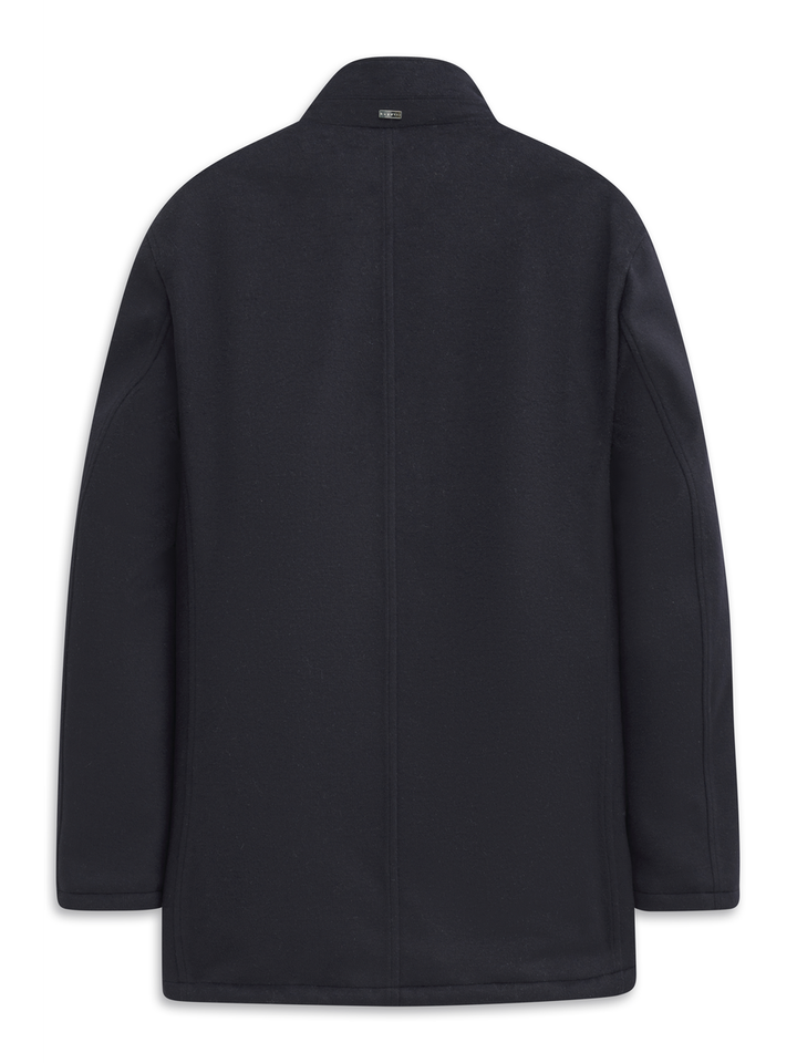 Donkerblauwe water en winddichte wollen jas Bugatti