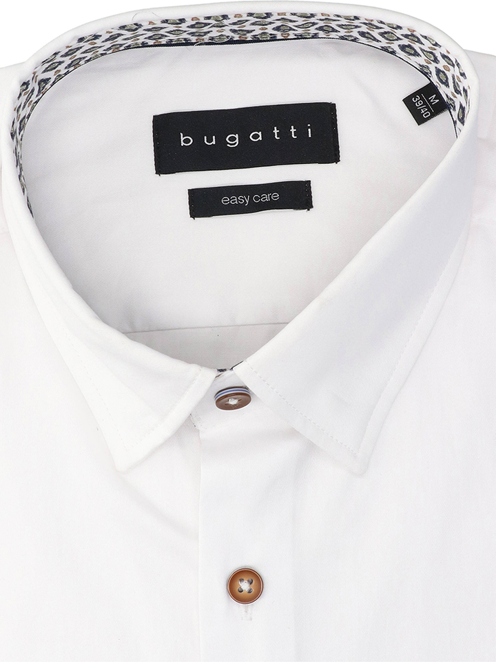 Wit katoenen hemd (regular fit) met lange mouwen Bugatti