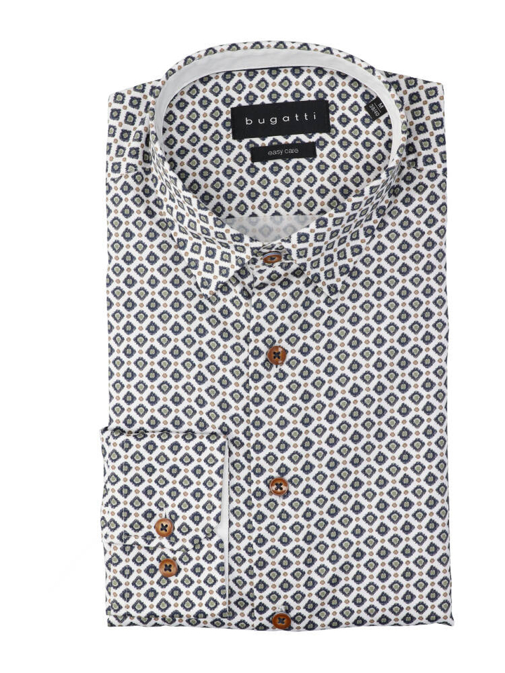 Wit katoenen hemd (regular fit) met details en lange mouwen Bugatti