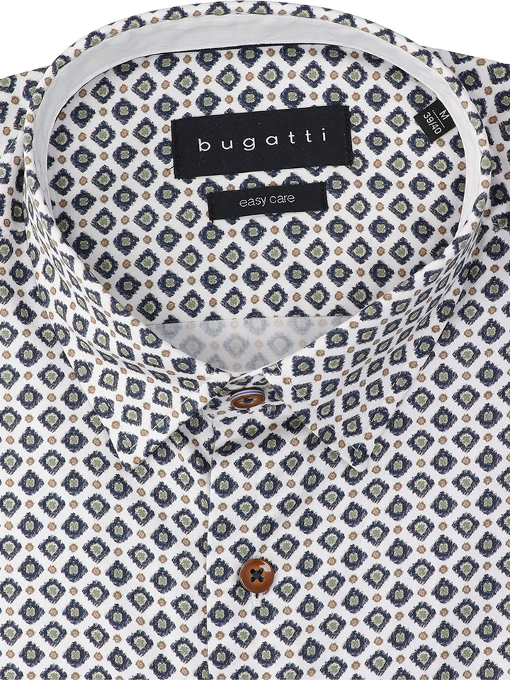 Wit katoenen hemd (regular fit) met details en lange mouwen Bugatti