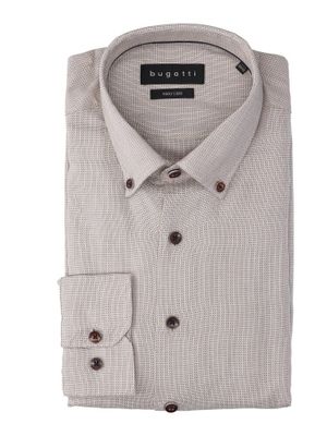 Bruin katoenen hemd (regular fit) met details en lange mouwen Bugatti