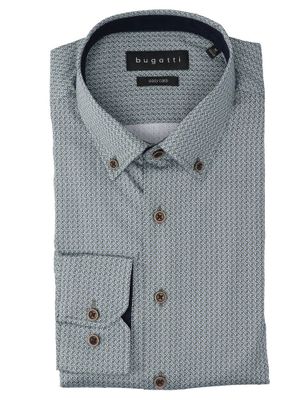 Groen katoenen hemd (regular fit) met details en lange mouwen Bugatti