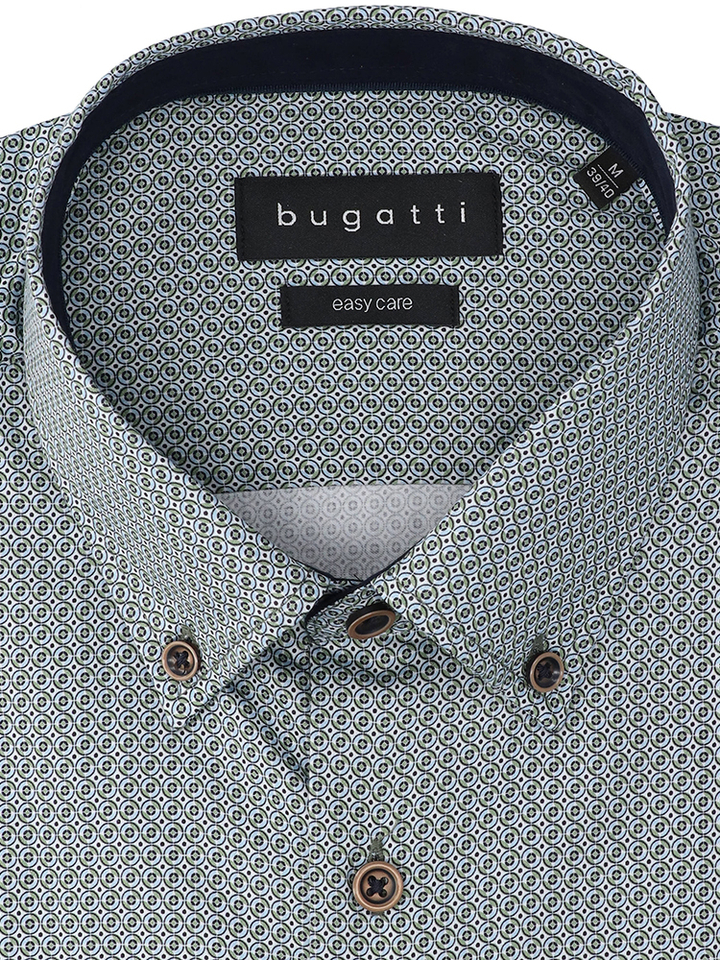 Groen katoenen hemd (regular fit) met details en lange mouwen Bugatti