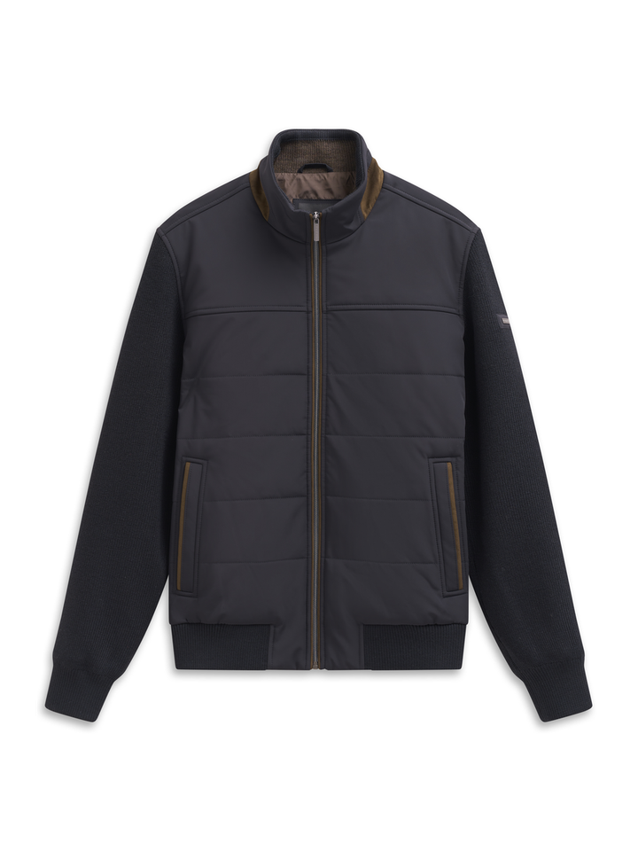 Donkerblauwe korte jas met rits Bugatti 