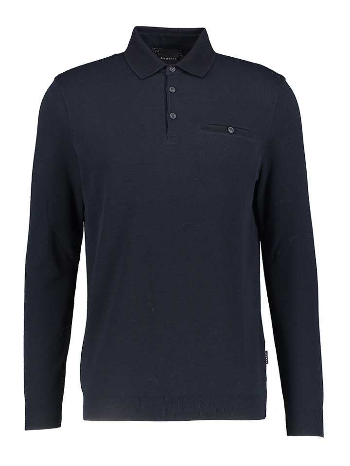 Blauwe polo met lange mouwen Bugatti