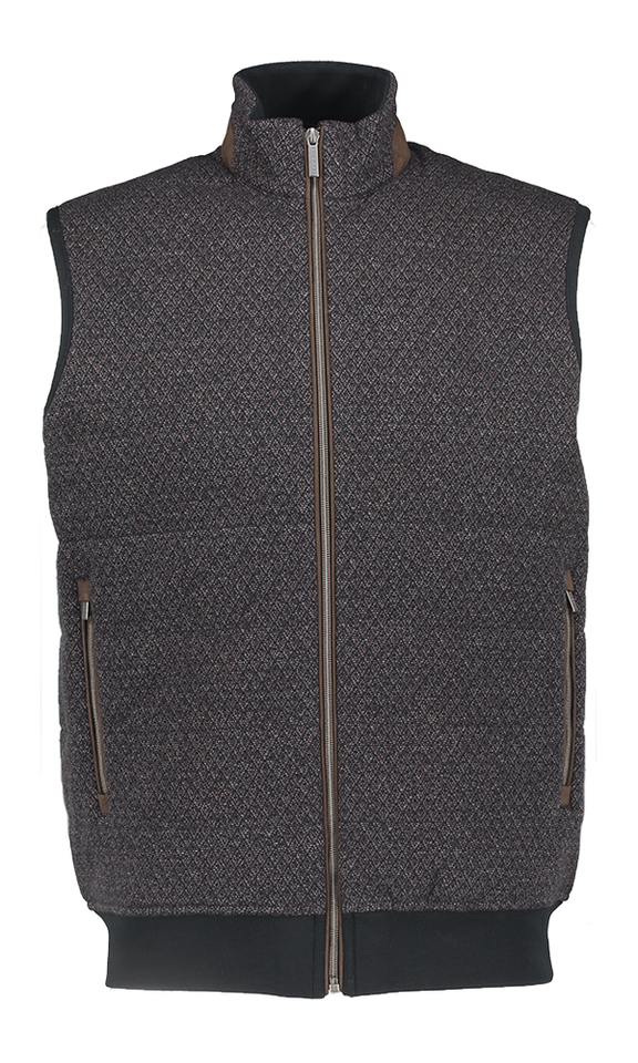 Donkerbruine bodywarmer in print Bugatti